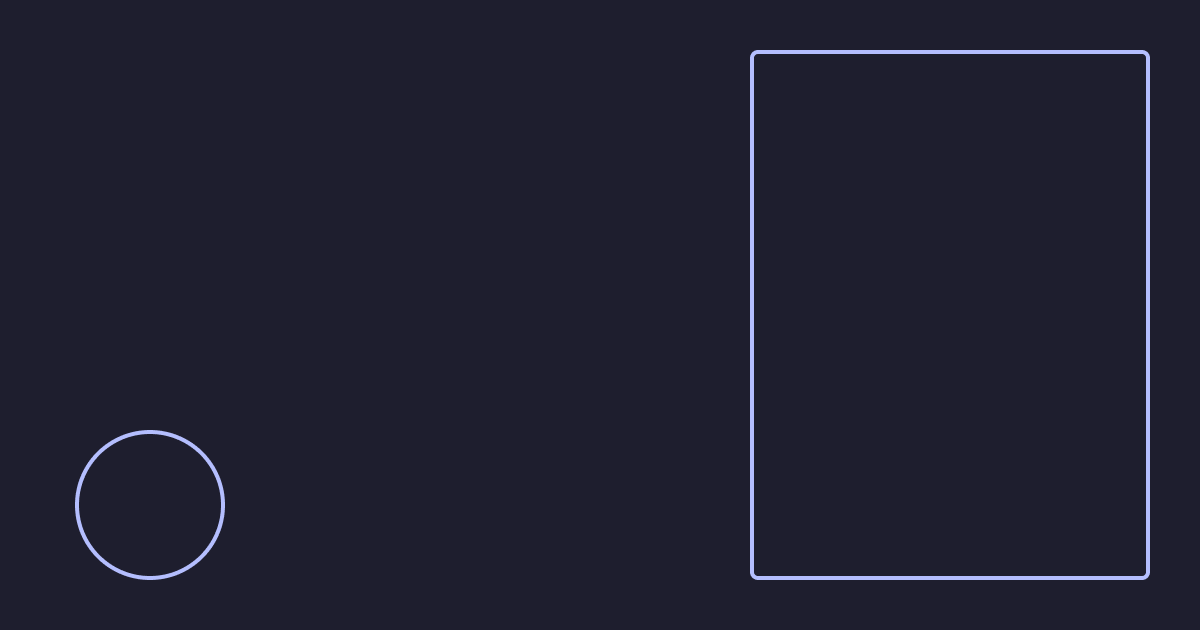 Image with a small circle on the bottom left, and a rectangle on the right.